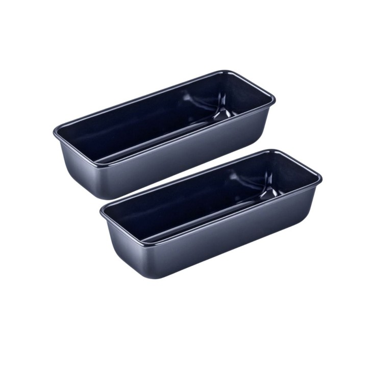 Lot de 2 moules à cake Back-Liebe en acier émaillé - 30 cm - bleu