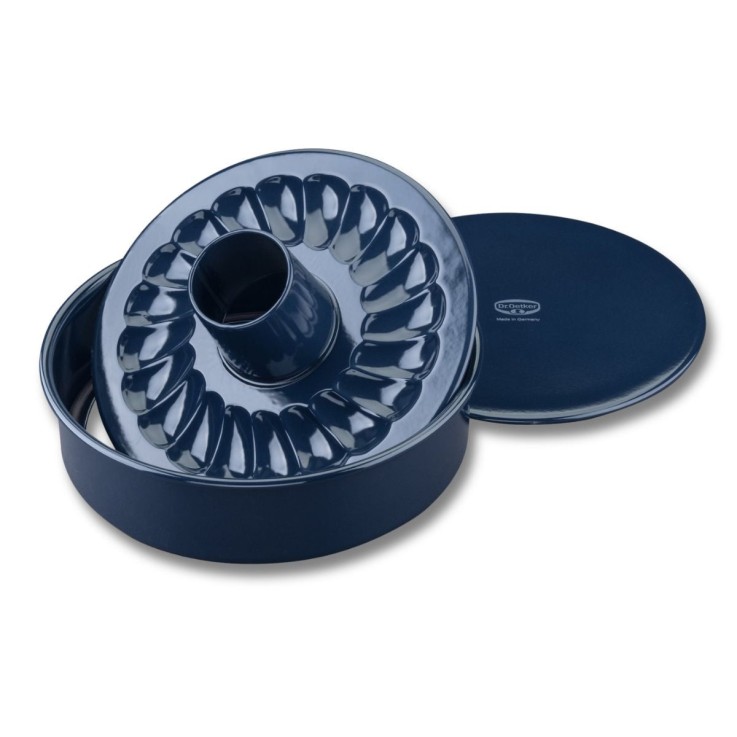 Moule à manqué et savarin Back Liebe en acier émaillé - 28 cm - bleu