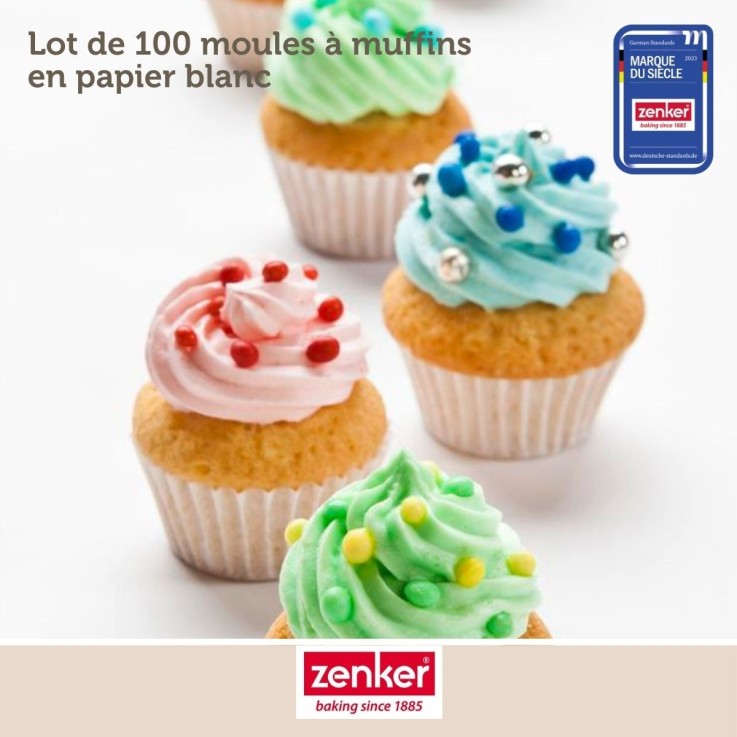 Moules à muffins Smart Pastry en papier - 7 cm - lot de 100 - blancs