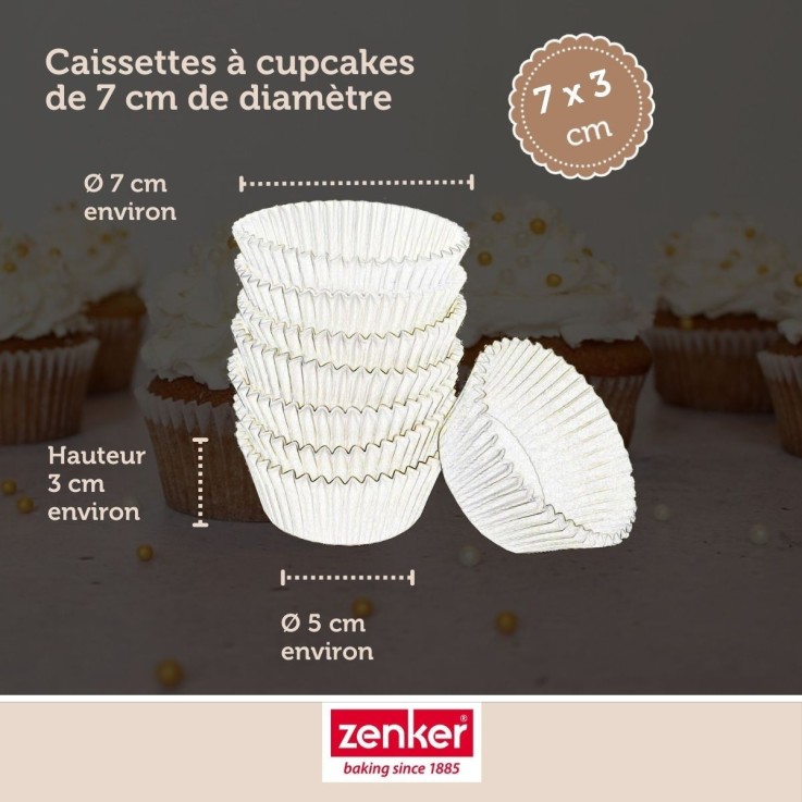 Moules à muffins Smart Pastry en papier - 7 cm - lot de 100 - blancs