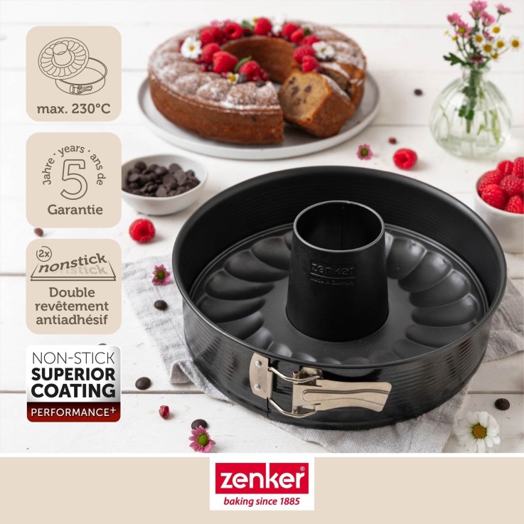 Moule à manqué et à savarin PerfectBack+ en acier - 24 cm - noir