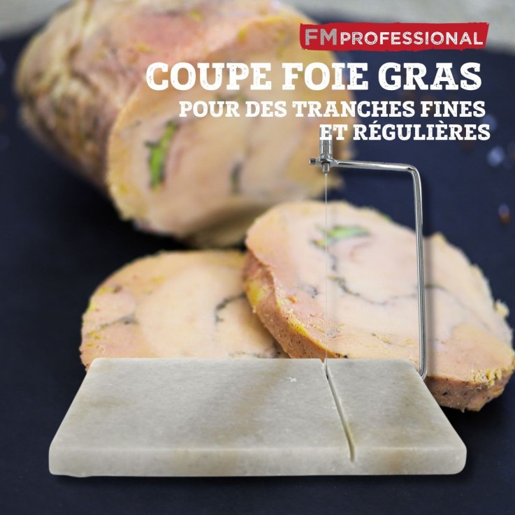 Trancheuse à foie gras en marbre et inox - 23 x 15 cm