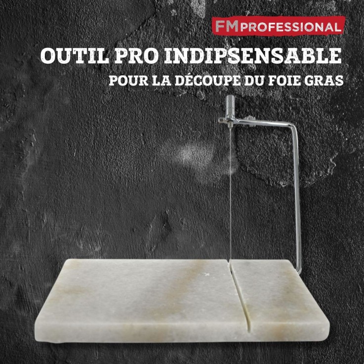 Trancheuse à foie gras en marbre et inox - 23 x 15 cm