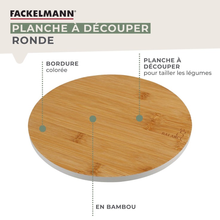 Planche à découper ronde Balance en bambou certifié FSC - 24 cm - verte