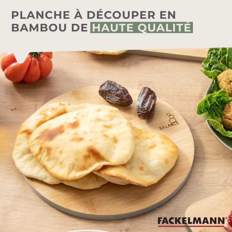 Planche à découper ronde Balance en bambou certifié FSC - 24 cm - verte