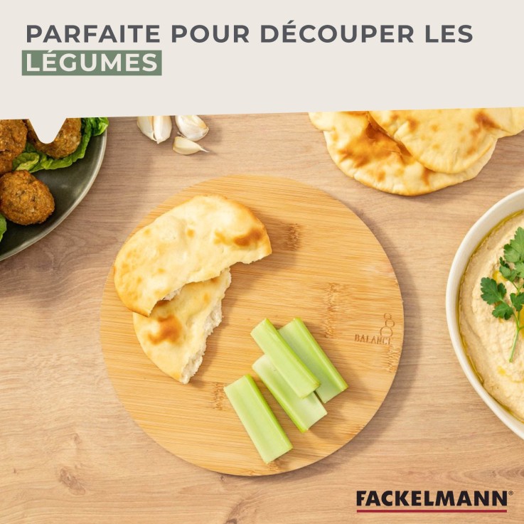 Planche à découper ronde Balance en bambou certifié FSC - 24 cm - verte