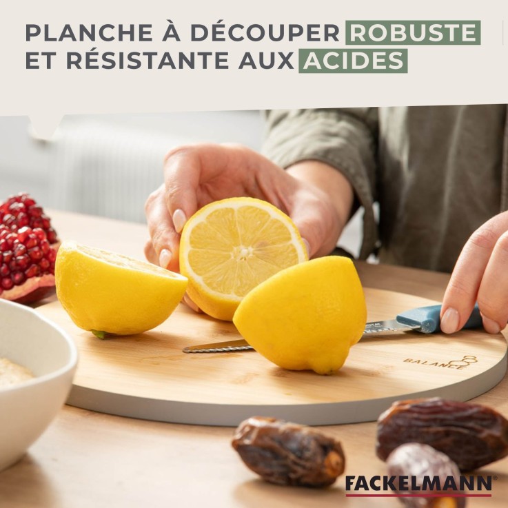 Planche à découper ronde Balance en bambou certifié FSC - 24 cm - verte