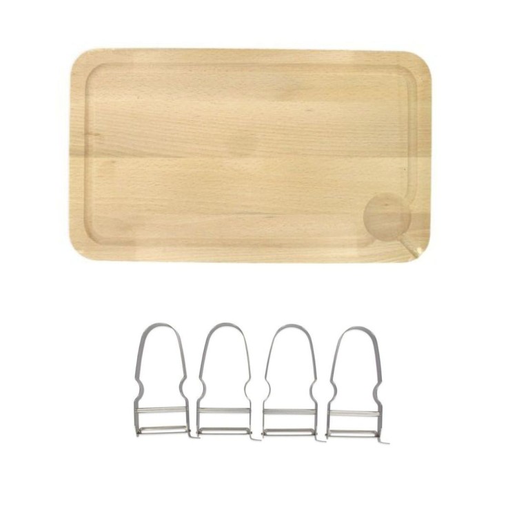Kit de planches à découper et éplucheurs en bois de hêtre et inox