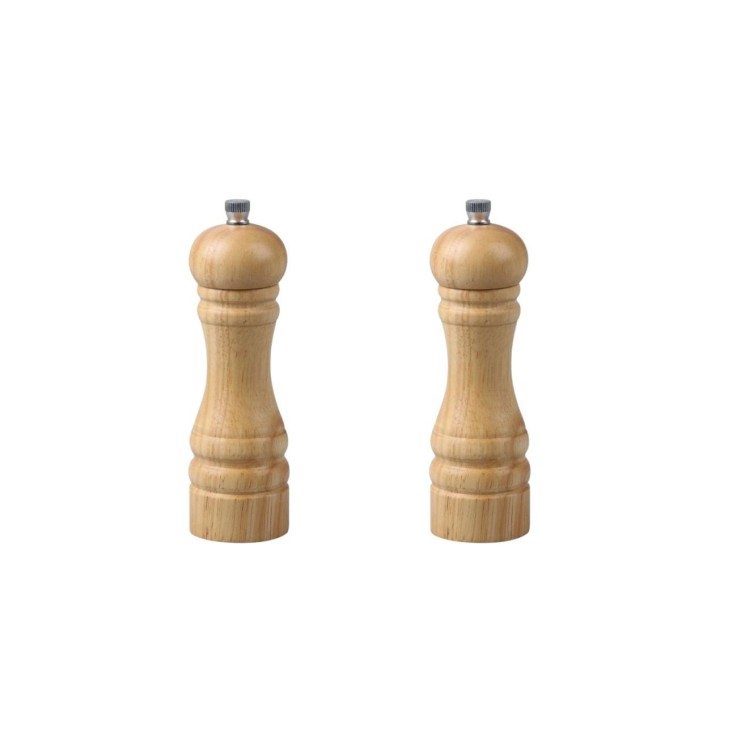 Lot de 2 moulins à poivre manuels en bois - 18 cm