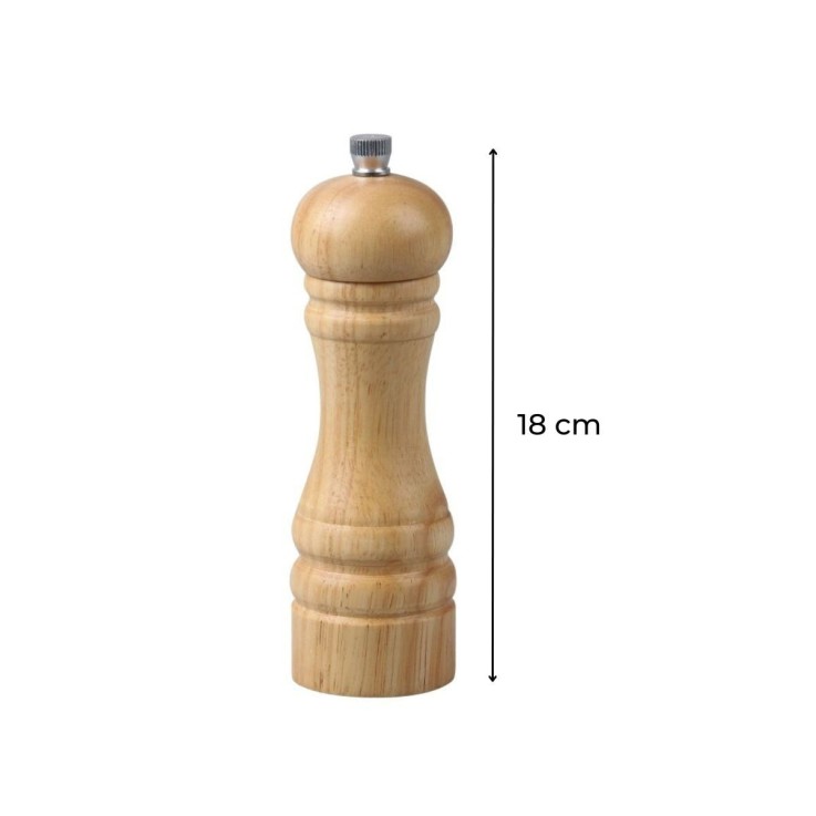 Lot de 2 moulins à poivre manuels en bois - 18 cm