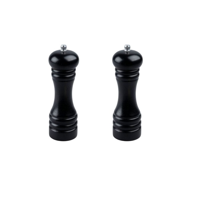 Lot de 2 moulins à sel et à poivre en bois - 18 cm - noirs