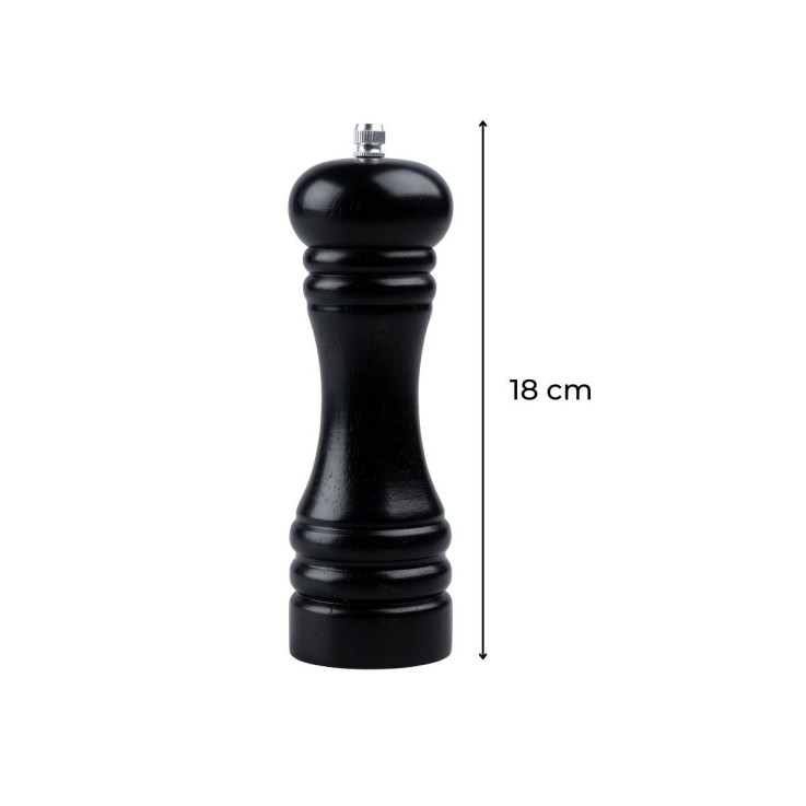 Lot de 2 moulins à sel et à poivre en bois - 18 cm - noirs