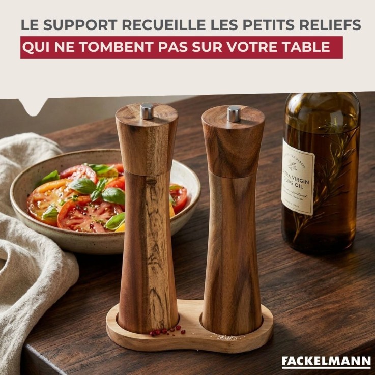 Moulins à poivre et sel en bois d'acacia certifié FSC - 21,5 cm
