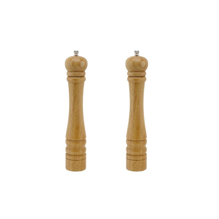 Lot de 2 moulins à poivre manuels en bois - 32 cm