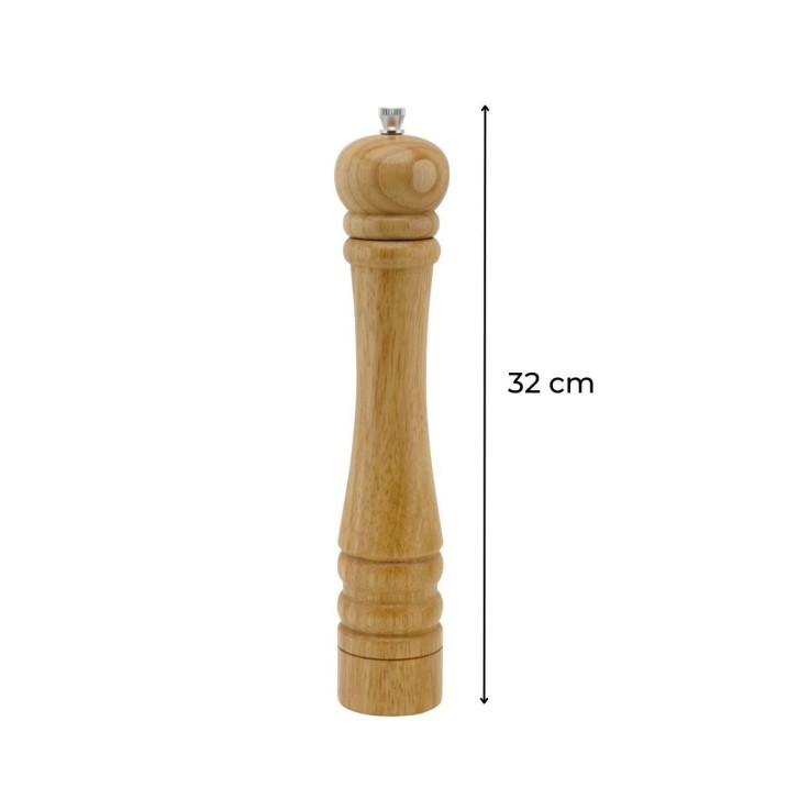 Lot de 2 moulins à poivre manuels en bois - 32 cm