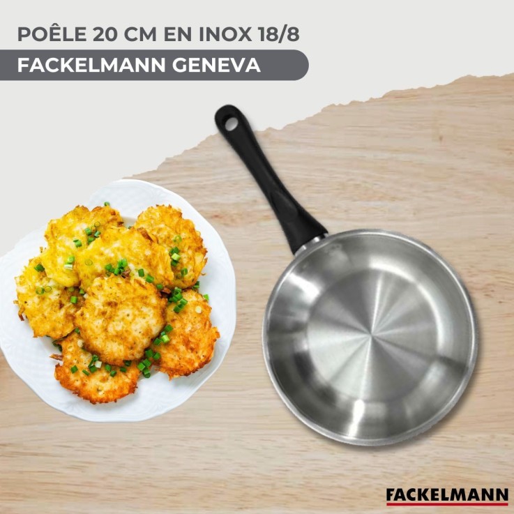 Set poêle avec couvercle Geneva en inox et verre - 20 cm