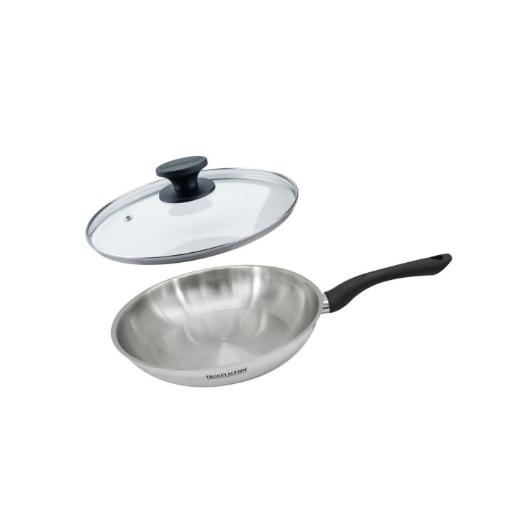 Set poêle avec couvercle Geneva en inox et verre - 28 cm