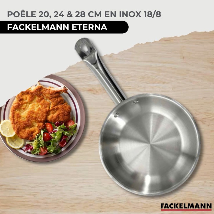 Set de 3 poêles Eterna en inox et verre - 20/24/28 cm