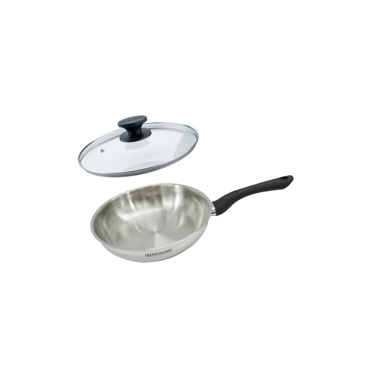 Ensemble poêle avec couvercle Geneva en inox et verre - 24 cm