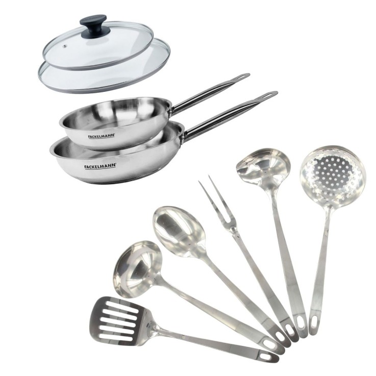 Duo de poêles Eterna en inox et verre - 20 et 24 cm