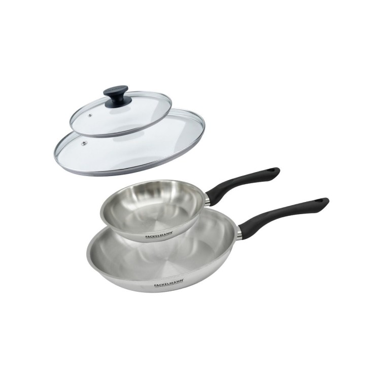 Set de poêles Geneva en inox et verre - 20 et 28 cm