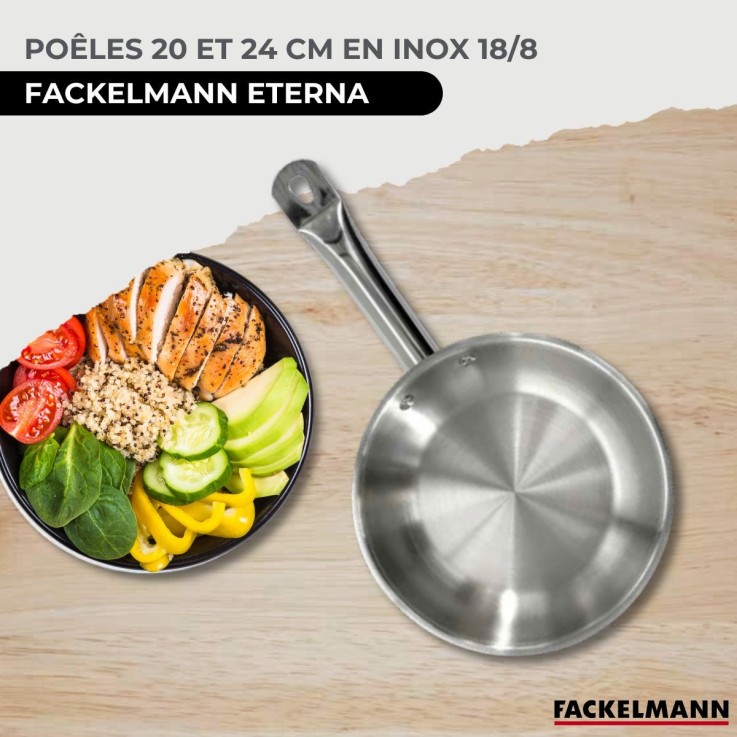 Lot de 2 poêles Eterna en inox - 20 cm et 24 cm