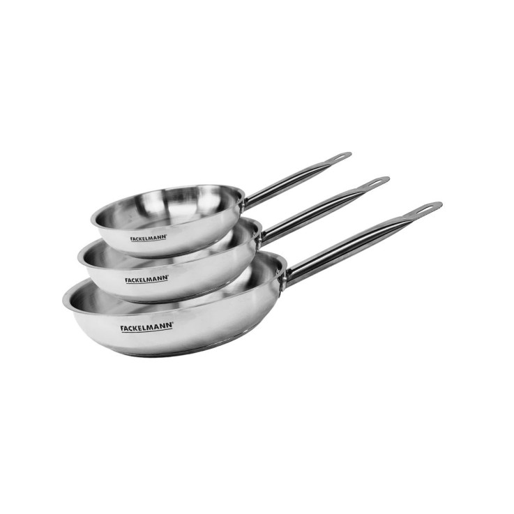 Set de 3 poêles 20 24 et 28 cm en inox Fackelmann Eterna sans PFAS
