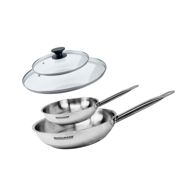 Set de poêles Eterna en inox avec couvercles - 20 et 28 cm