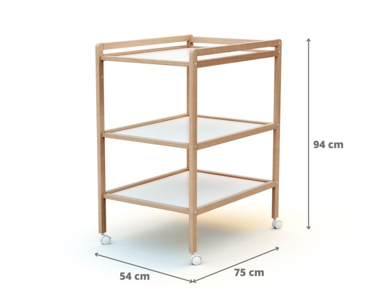 Table à langer 2 étagères en bois LILO Hêtre Verni