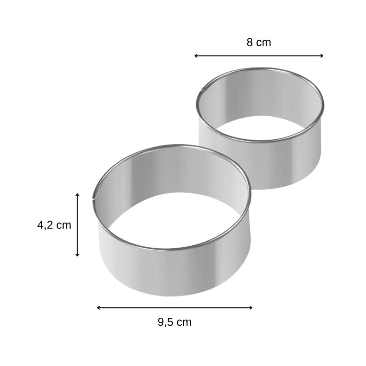 Emporte-pièces ronds en inox - lot de 2 - 9,5 et 8 cm
