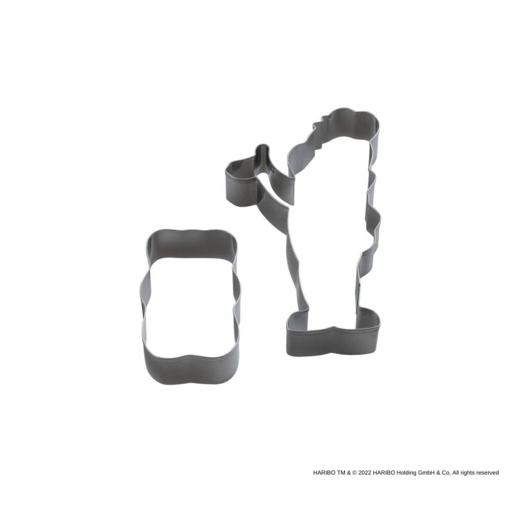 Lot de 2 emporte-pièces à biscuits en inox - forme de nounours - gris