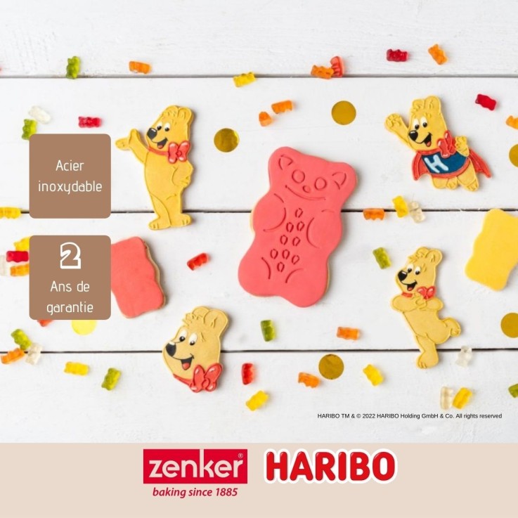 Lot de 2 emporte-pièces à biscuits en inox - forme de nounours - gris