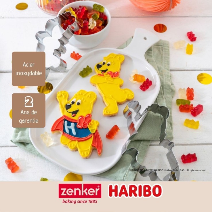 Lot de 2 emporte-pièces en inox - motif ourson - doré