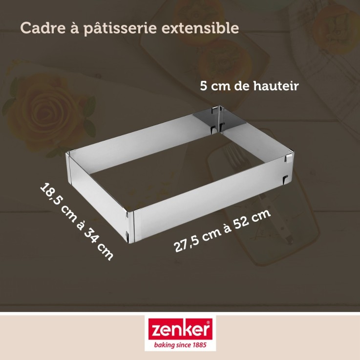 2 cadres à gâteau Smart Pastry en inox - 27,5-52 x 18,5-34 cm