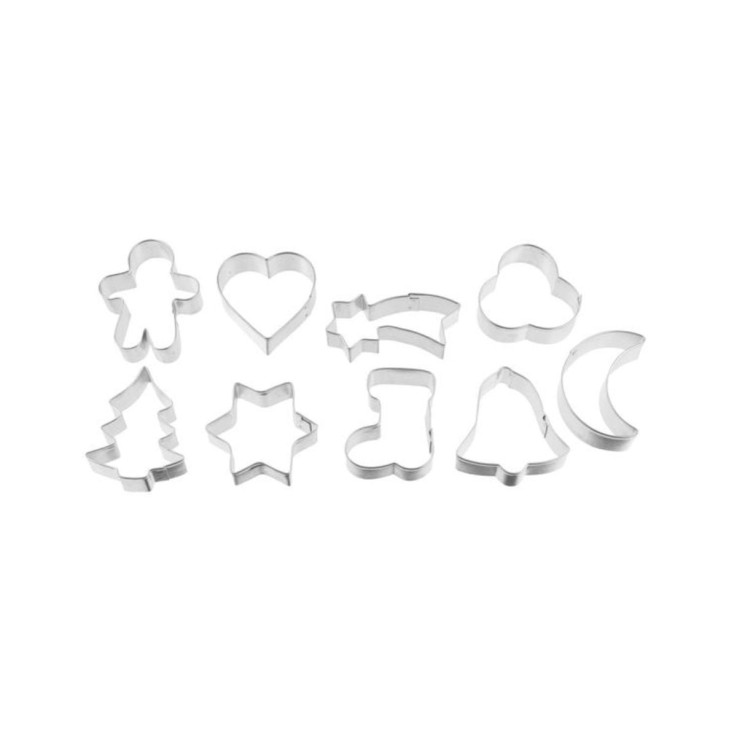 Emporte-pièces de Noël en inox - lot de 9 - 5 x 1,7 cm
