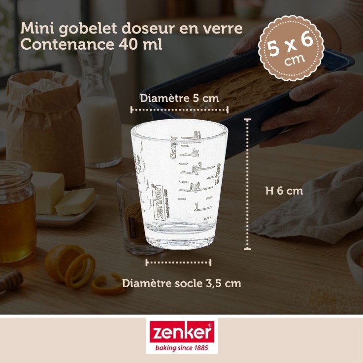 Mini verre mesureur Smart Pastry en verre - 5 cm - 40 ml - noir