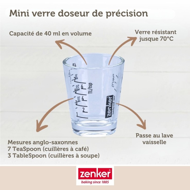 Mini verre mesureur Smart Pastry en verre - 5 cm - 40 ml - noir