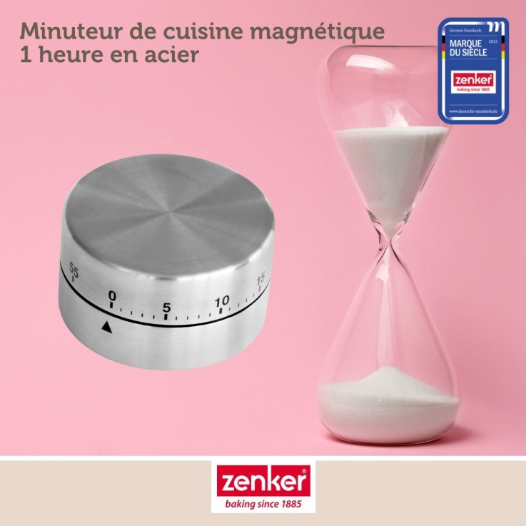 Minuteur de cuisine Smart Pastry en inox - 60 min - 6,5 cm - gris
