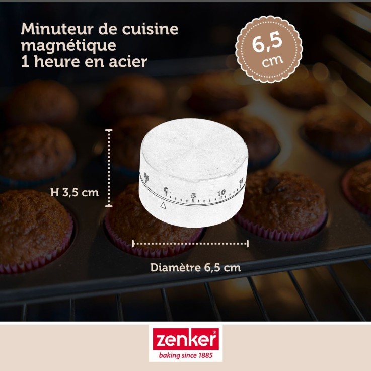 Minuteur de cuisine Smart Pastry en inox - 60 min - 6,5 cm - gris
