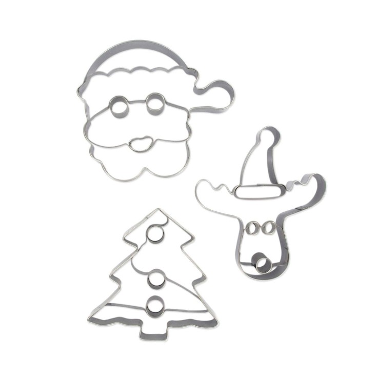 Emporte-pièces de Noël en inox - lot de 3 pièces