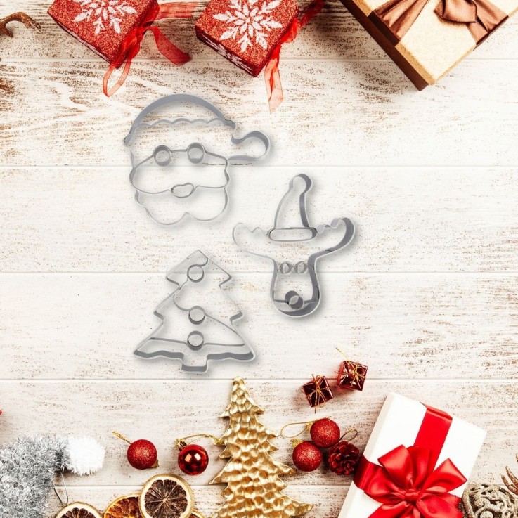 Emporte-pièces de Noël en inox - lot de 3 pièces