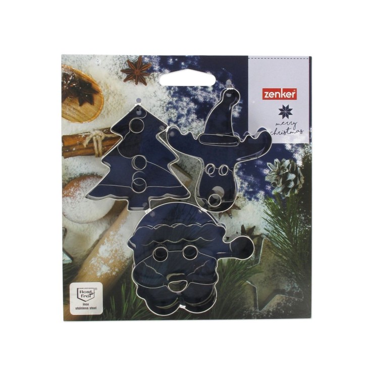 Emporte-pièces de Noël en inox - lot de 3 pièces