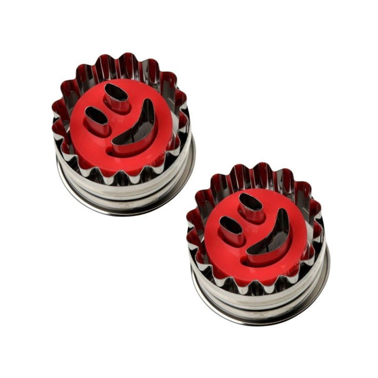 Emporte-pièces à poussoir pour biscuits Linzer en inox - lot de 2 - 5 cm