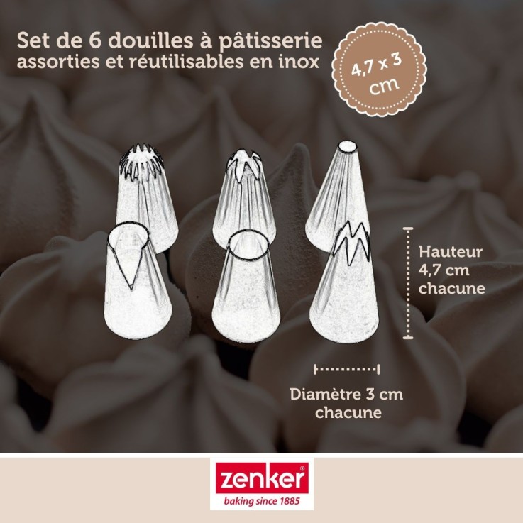 Lot de 6 douilles à pâtisserie Smart Pastry en inox - grand format