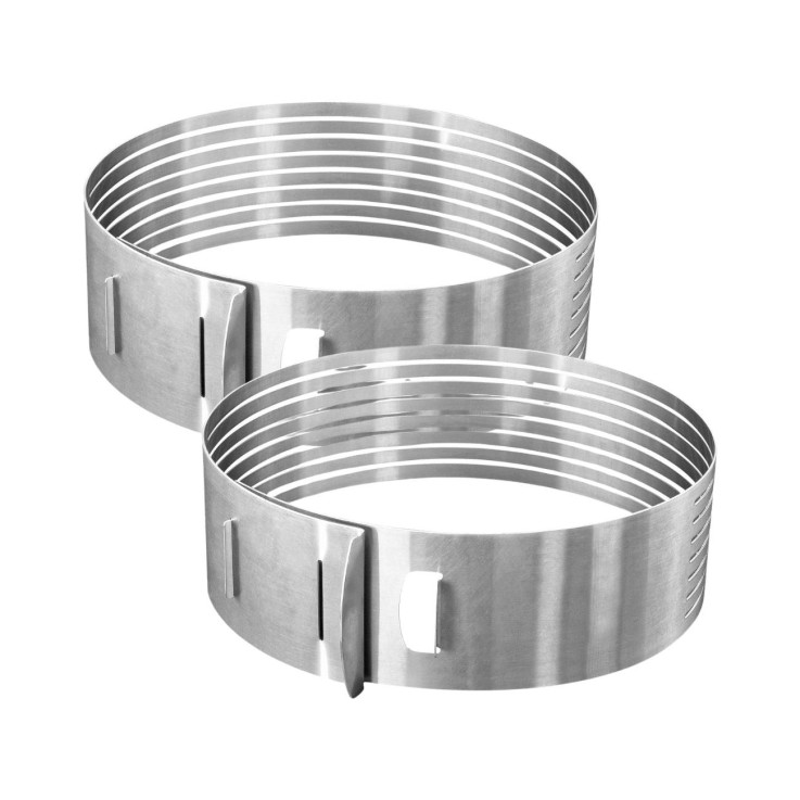 Lot de 2 cercles à pâtisserie en inox - 26 à 28 cm