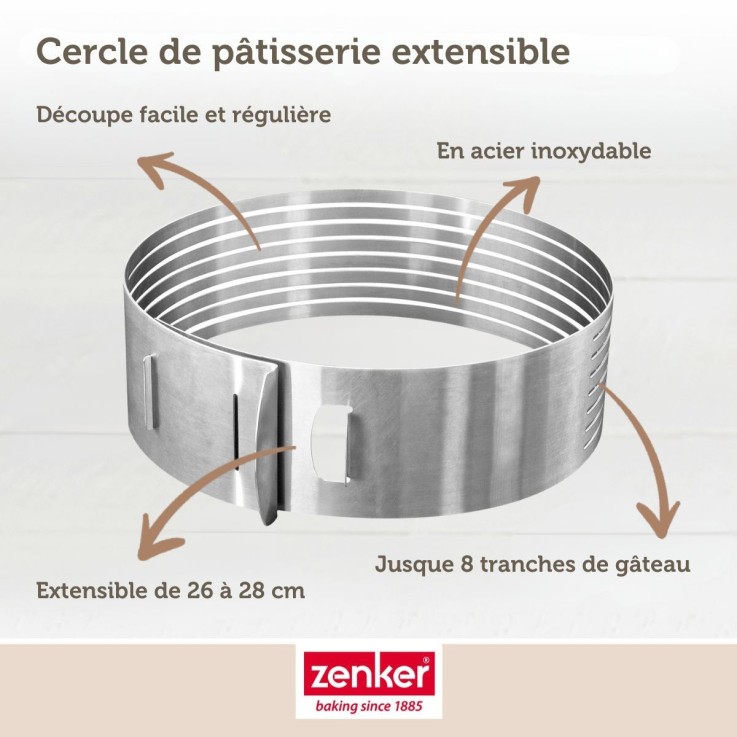 Lot de 2 cercles à pâtisserie en inox - 26 à 28 cm