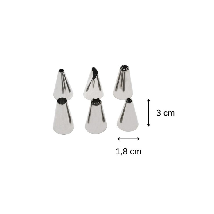 Lot de 6 douilles à pâtisserie Smart Pastry en inox