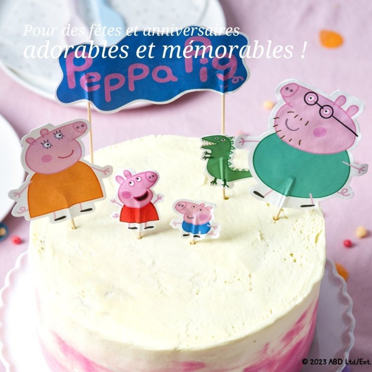 Piques à gâteau Peppa Pig en bois et papier - 12 pièces multicolores