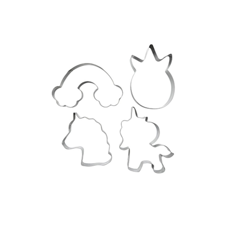 Lot de 4 emporte-pièces licorne et arc-en-ciel en inox - hauteur 2 cm