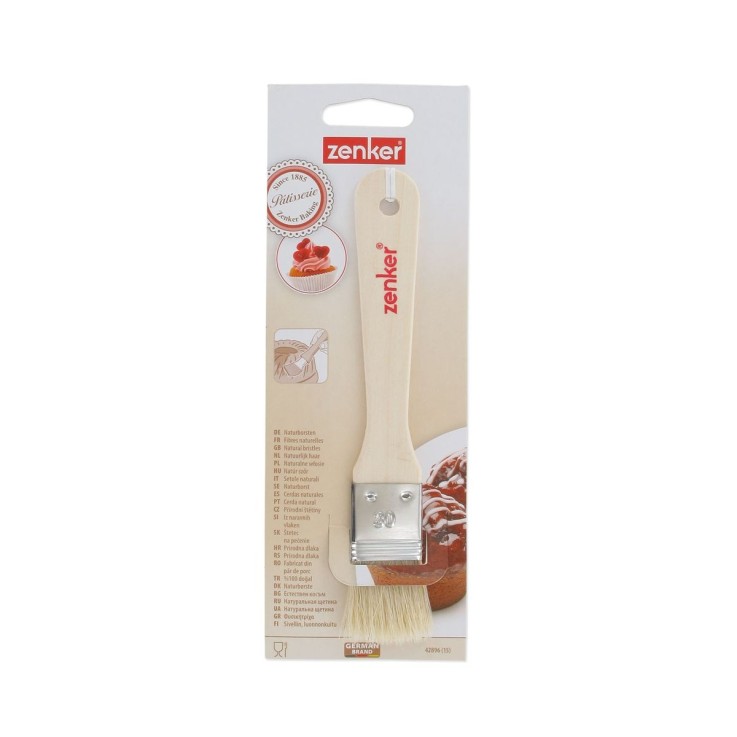 Pinceau de pâtisserie en bois et poils naturels de porc - 19 cm